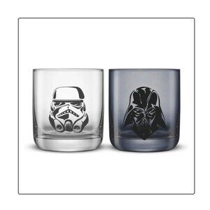 Star Wars Dark Side Glass Set JoyJolt Darth Vader Stormtrooper 10oz Set of 4 NIB